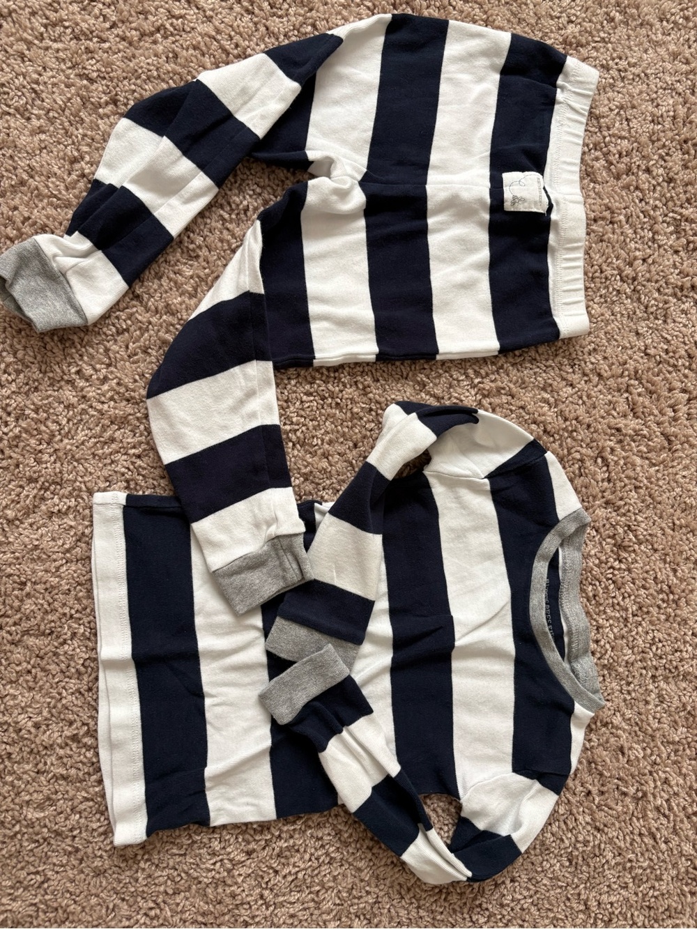 Kids Navy and White Striped Long-Sleeve Pajama Set